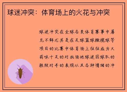 球迷冲突：体育场上的火花与冲突